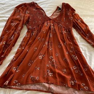 Wild Fable Long Sleeve Orange Floral Dress